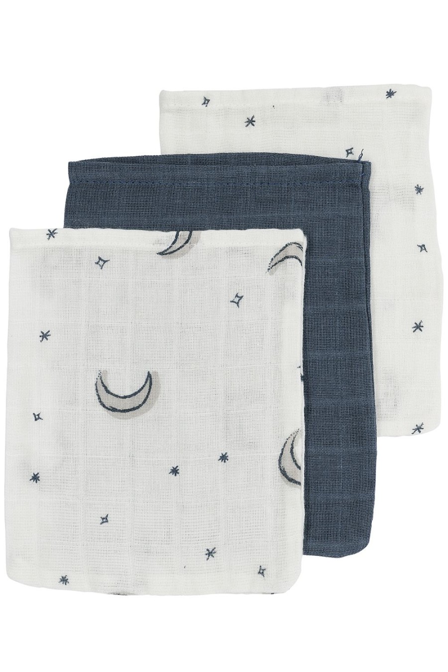 Verzorgen Meyco Baby | Washandjes 3-Pack Hydrofiel Moon - Indigo - 20X17Cm