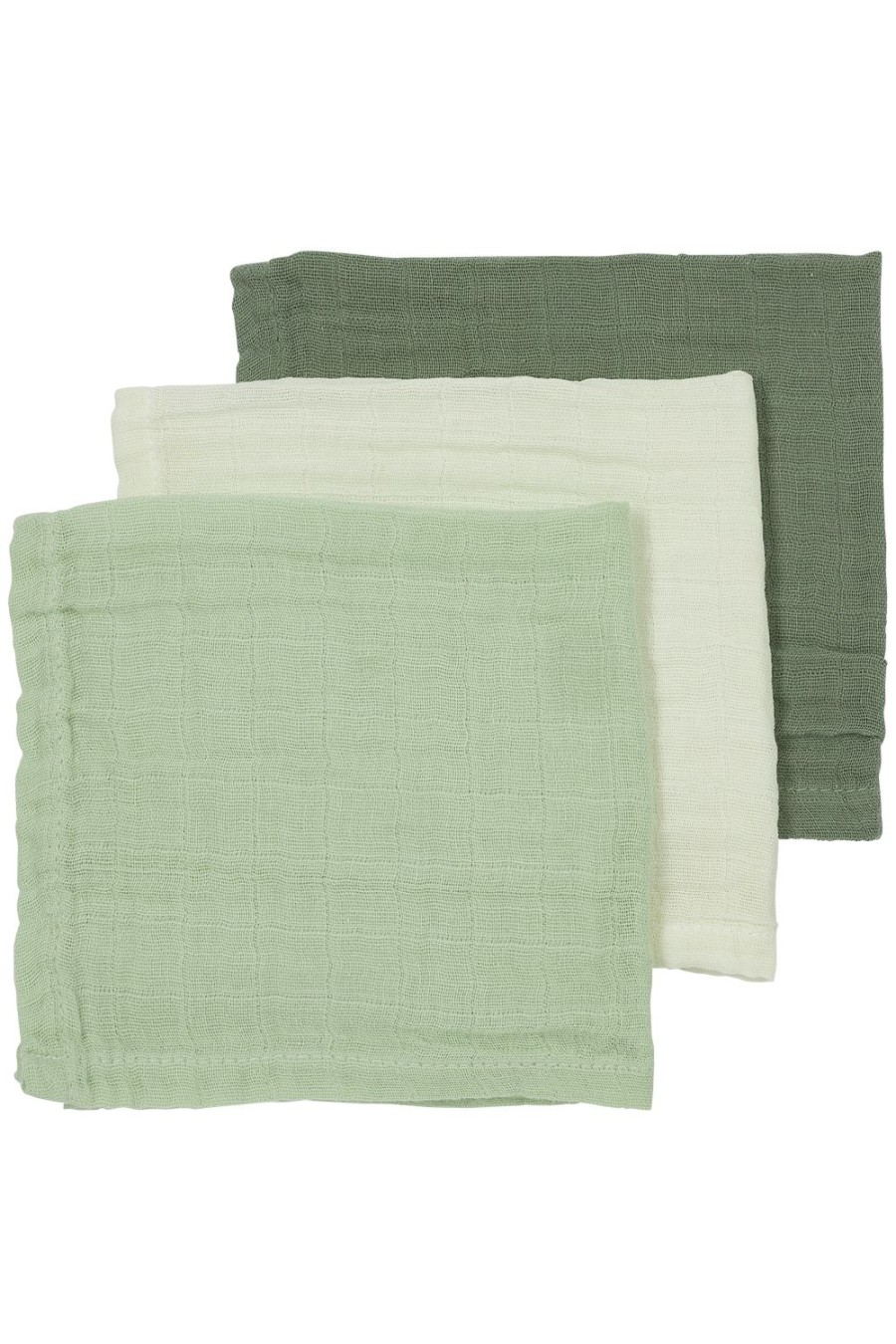 Verzorgen Meyco Baby | Monddoekjes 3-Pack Pre-Washed Hydrofiel Uni - Offwhite/Soft Green/Forest Green - 30X30Cm