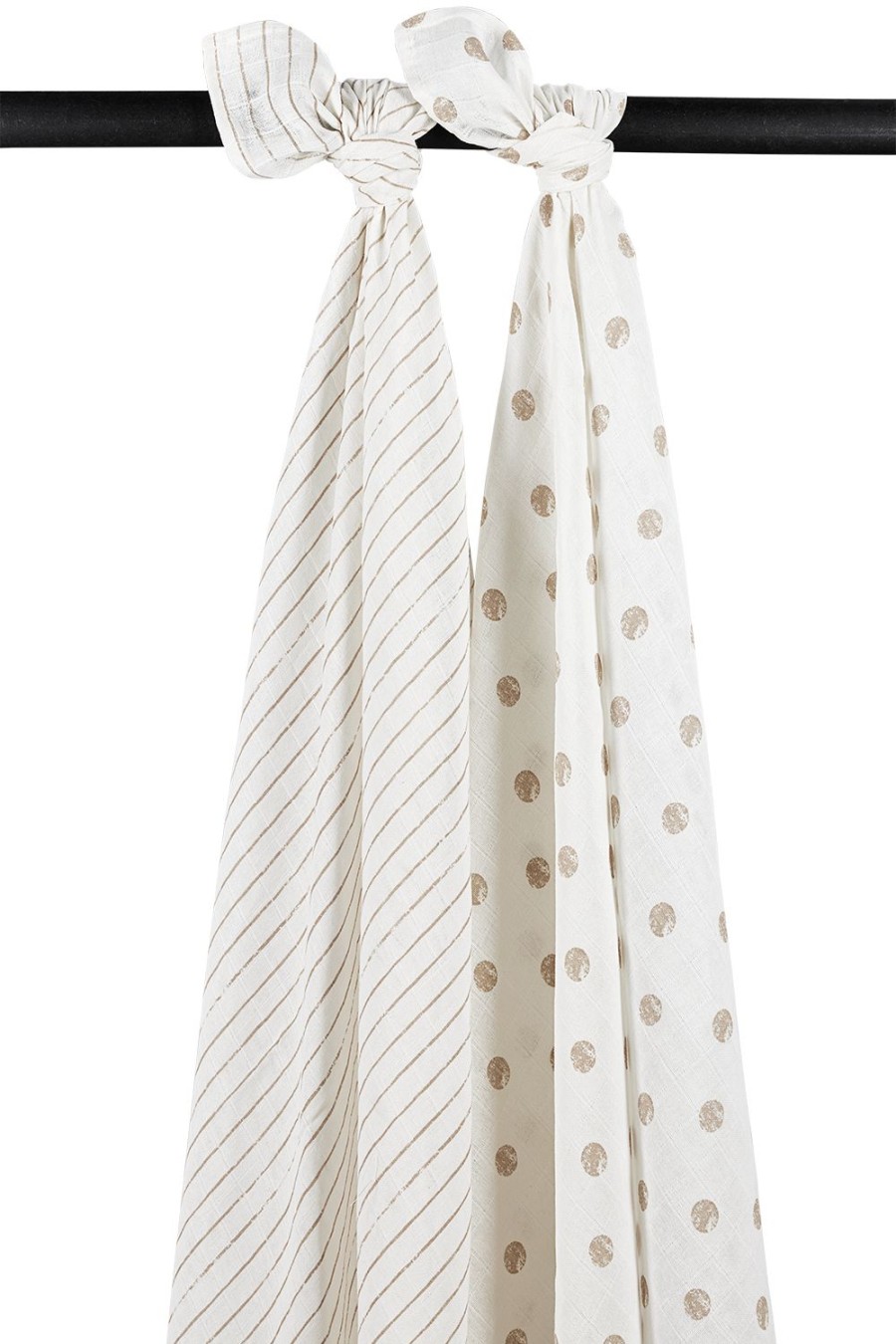 Verzorgen Meyco Baby | Swaddle 2-Pack Hydrofiel Dot Stripe - Sand - 120X120Cm