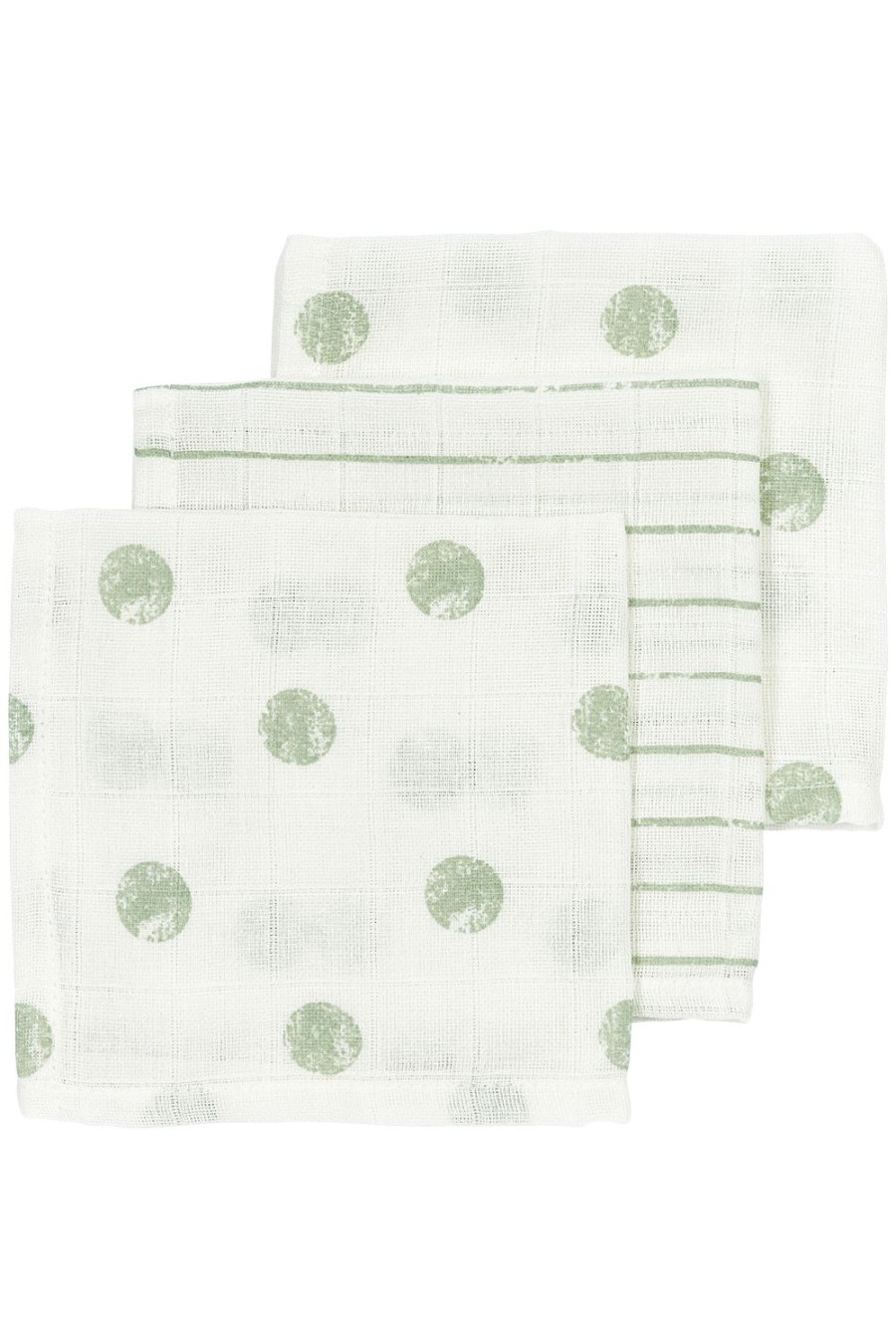 Verzorgen Meyco Baby | Monddoekjes 3-Pack Hydrofiel Dot Stripe - Soft Green - 30X30Cm