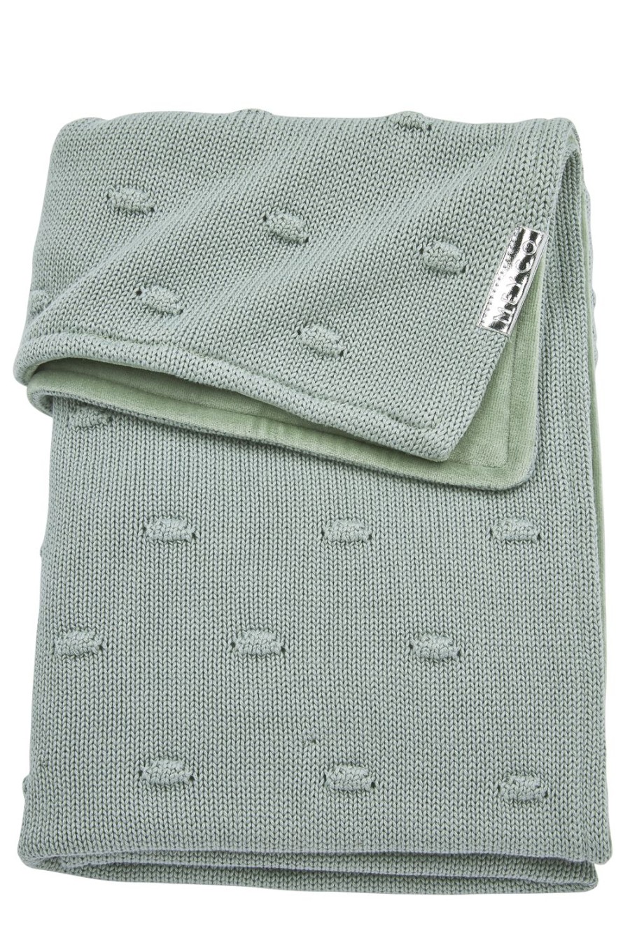 Slapen Meyco Baby | Wiegdeken Knots Velvet - Stone Green - 75X100Cm