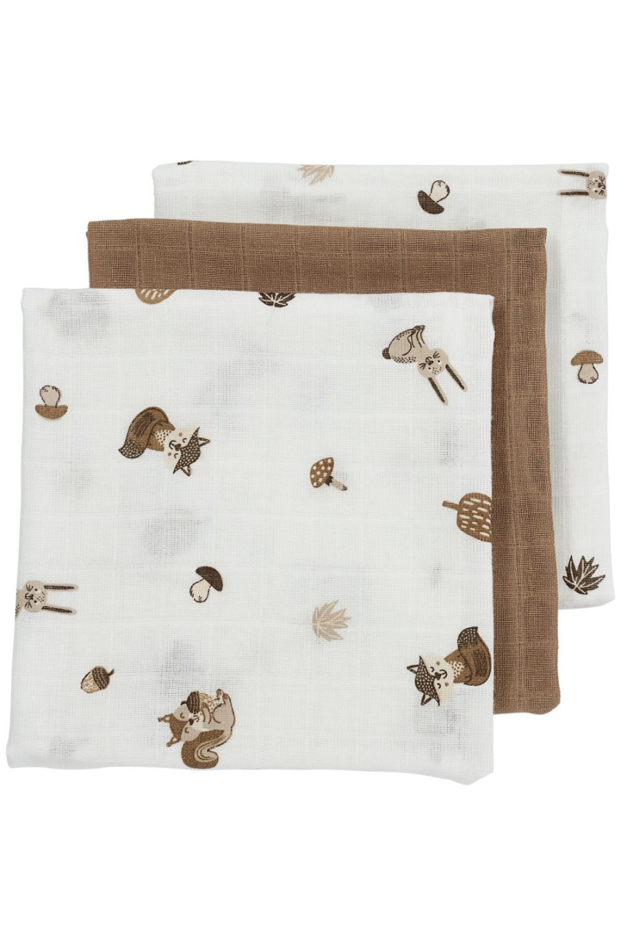 Verzorgen Meyco Baby | Hydrofiele Doeken 3-Pack Forest Animals - Toffee - 70X70Cm