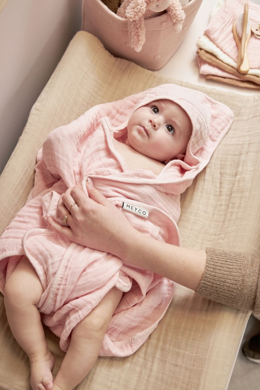 Verzorgen Meyco Baby | Badcape Pre-Washed Hydrofiel Uni - Soft Pink - 80X80Cm