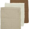 Verzorgen Meyco Baby | Washandjes 3-Pack Pre-Washed Hydrofiel Uni - Offwhite/Sand/Toffee - 20X17Cm