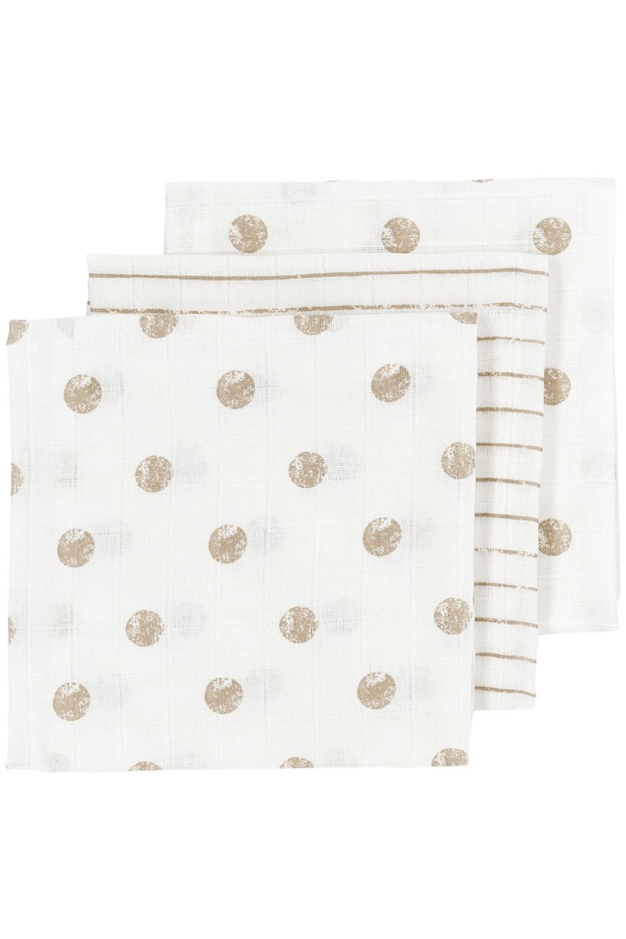 Verzorgen Meyco Baby | Hydrofiele Doeken 3-Pack Dot Stripe - Sand - 70X70Cm