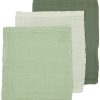 Verzorgen Meyco Baby | Washandjes 3-Pack Pre-Washed Hydrofiel Uni - Offwhite/Soft Green/Forest Green - 20X17Cm