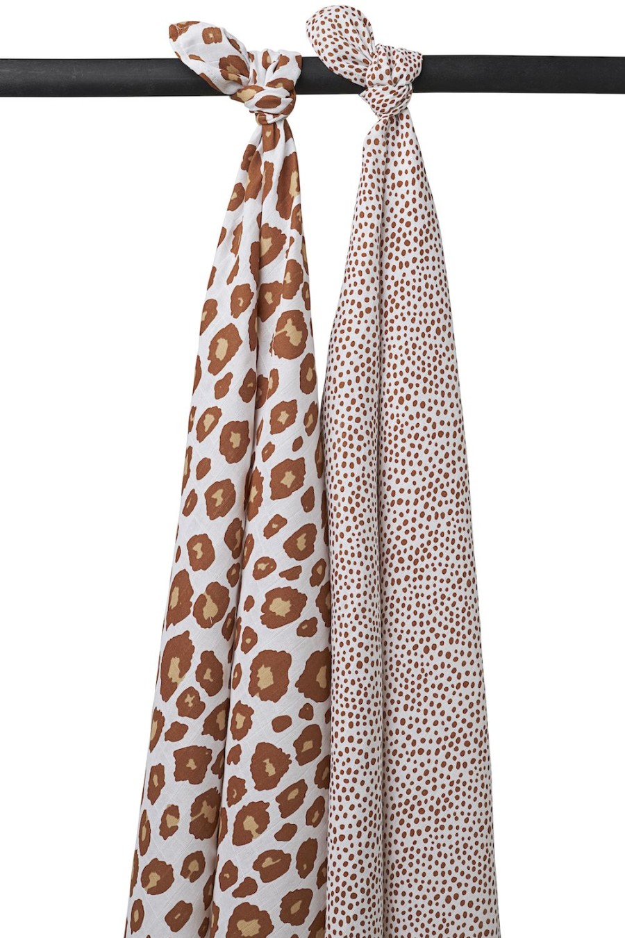 Verzorgen Meyco Baby | Swaddle 2-Pack Hydrofiel Cheetah/Panter - Camel - 120X120Cm