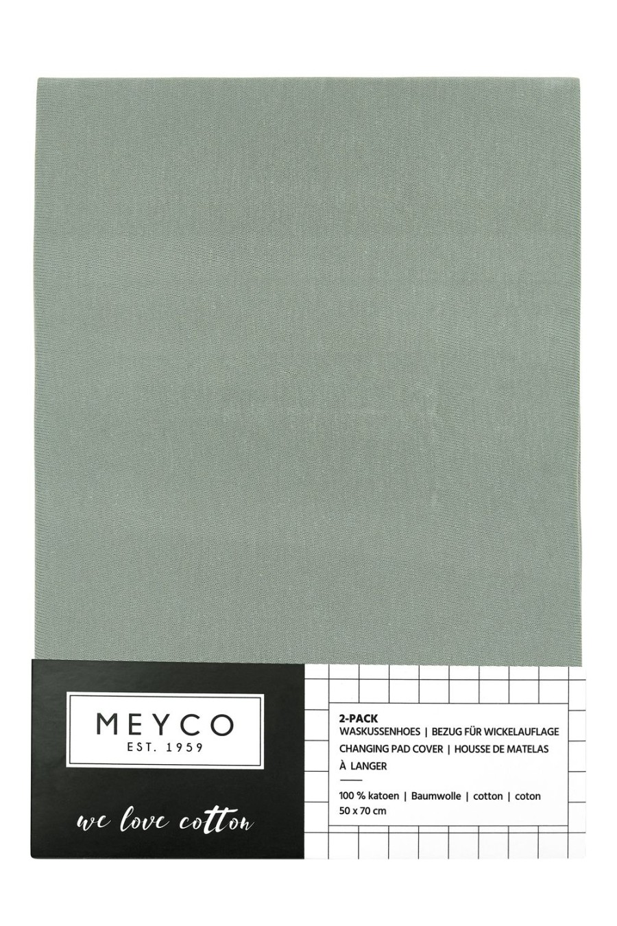 Verzorgen Meyco Baby | Aankleedkussenhoes 2-Pack Uni - Stone Green - 50X70Cm