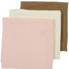 Verzorgen Meyco Baby | Pre-Washed Hydrofiele Doeken 3-Pack Uni - Offwhite/Soft Pink/Toffee - 70X70Cm