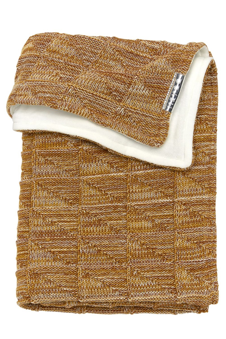 Slapen Meyco Baby | Ledikant Deken Block Mixed Velvet - Okergeel/Camel - 100X150Cm