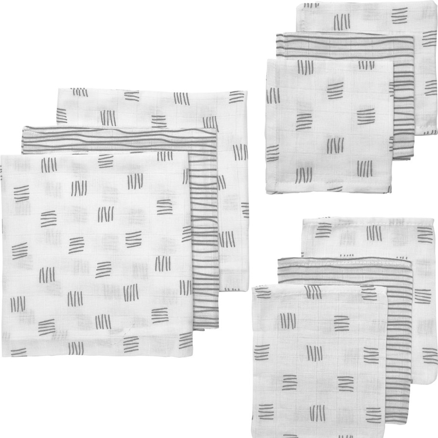 Verzorgen Meyco Baby | Starterset 9-Pack Hydrofiel Block Stripe - Grey