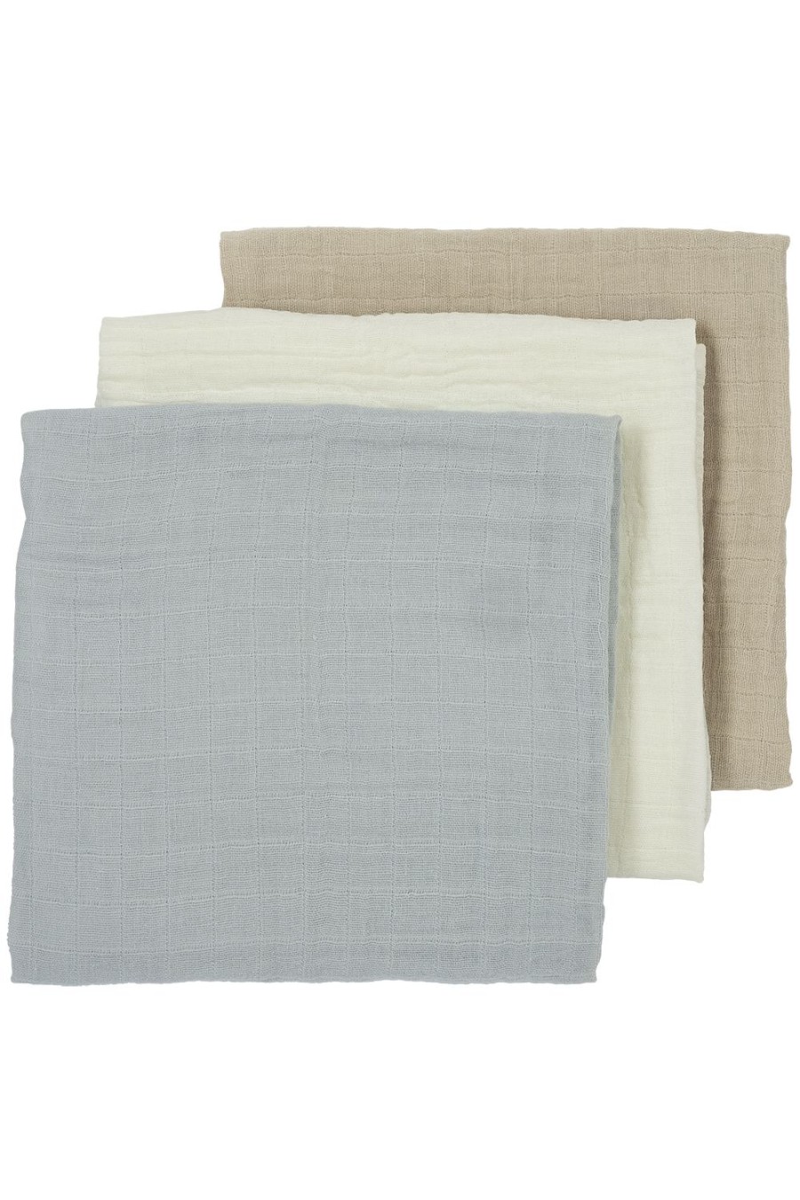 Verzorgen Meyco Baby | Pre-Washed Hydrofiele Doeken 3-Pack Uni - Offwhite/Light Grey/Sand - 70X70Cm