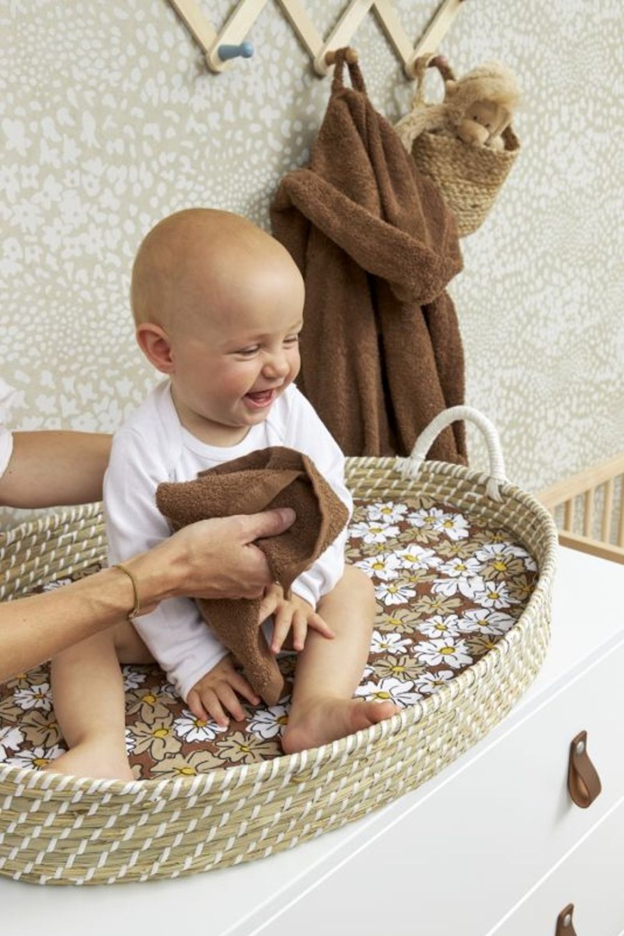 Verzorgen Meyco Baby | Aankleedkussenhoes + Kruikenzak Vintage Flower - Chocolate - 50X70Cm