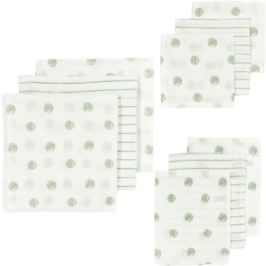 Verzorgen Meyco Baby | Starterset 9-Pack Hydrofiel Dot Stripe - Soft Green