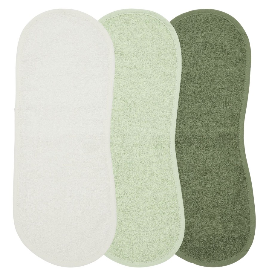 Verzorgen Meyco Baby | Spuugdoek 3-Pack Badstof Uni - Offwhite/Soft Green/Forest Green - 53X20Cm