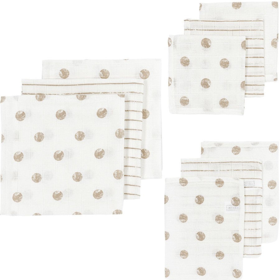 Verzorgen Meyco Baby | Starterset 9-Pack Hydrofiel Dot Stripe - Sand