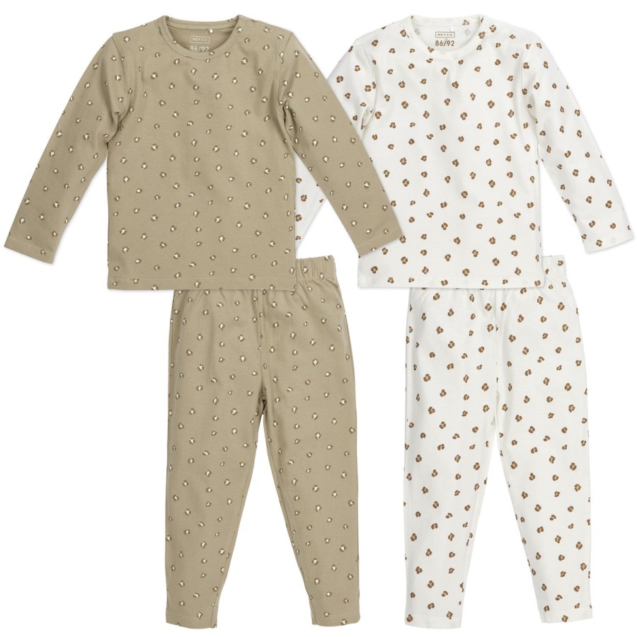 Slapen Meyco Baby | Pyjama 2-Pack Mini Panther - Offwhite/Sand - 110/116