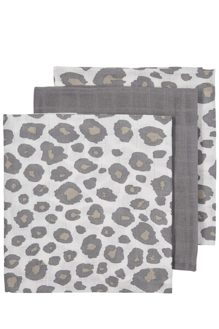 Verzorgen Meyco Baby | Hydrofiele Doeken 3-Pack Panter - Neutral/Grey - 70X70Cm