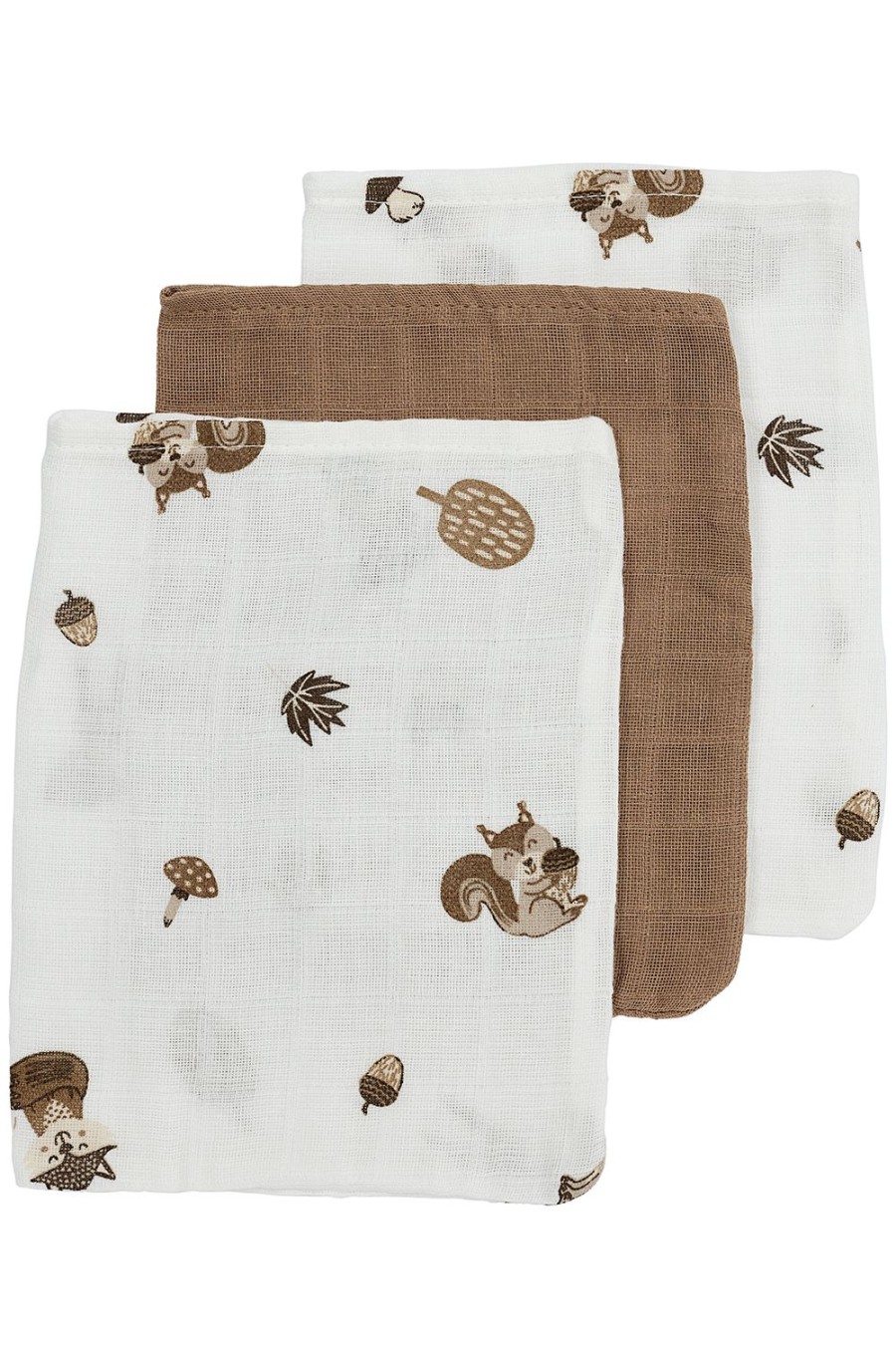 Verzorgen Meyco Baby | Washandjes 3-Pack Hydrofiel Forest Animals - Toffee - 20X17Cm